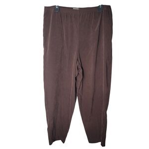 Janna Womens Size L Brown Solid Elastic Waist Stretch Pants